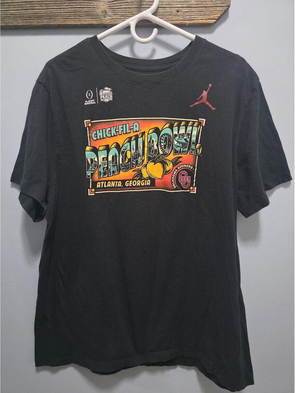 Nike Jordan Chick-fil-A Peach Bowl Oklahoma Sooners T-Shirt Men's XL Black